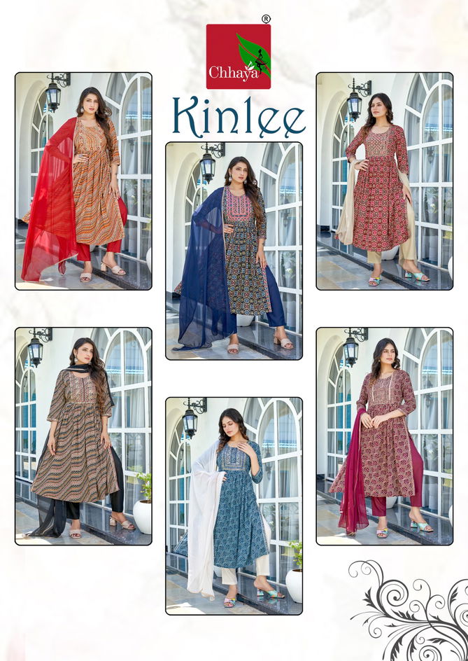 Kinlee Chhaya Rayon Printed Readymade Suits Catalog